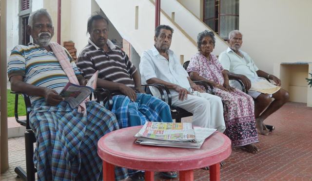 Morning newspaper with friends — TNG Senior Citizens Home, Coimbatore